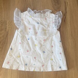 NWT Janie and Jack White Floral Baby Dress with Ruffle Sleeves